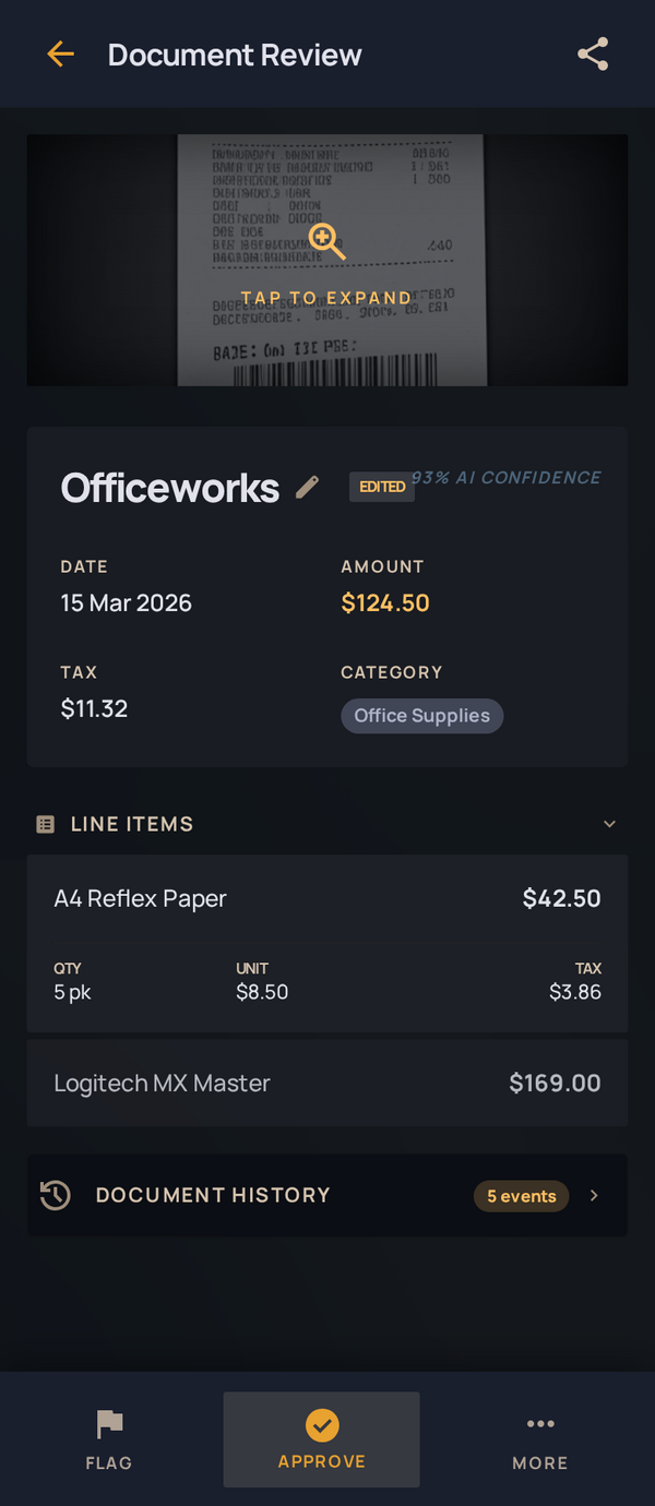 Lazy Finance receipt extraction interface preview